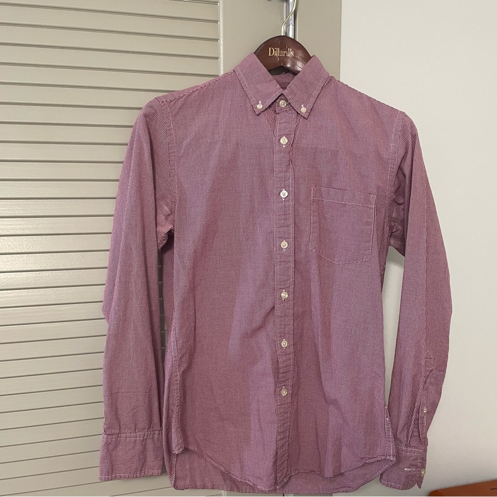 Button-Up Gingham Pattern J.Crew Shirt, XS, Red